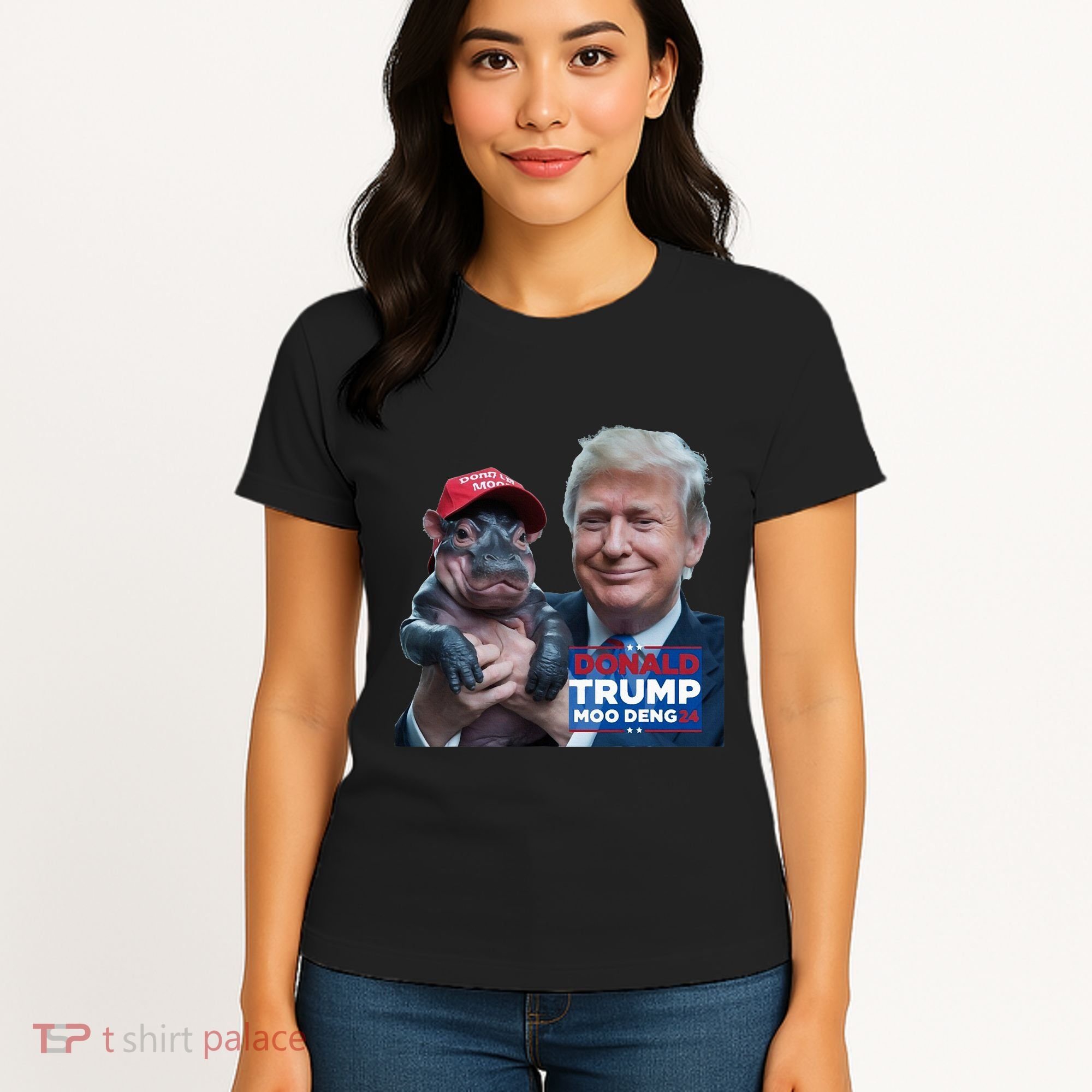 Moo Deng Trump And The HippoS Campaign Journey Women's T-Shirt