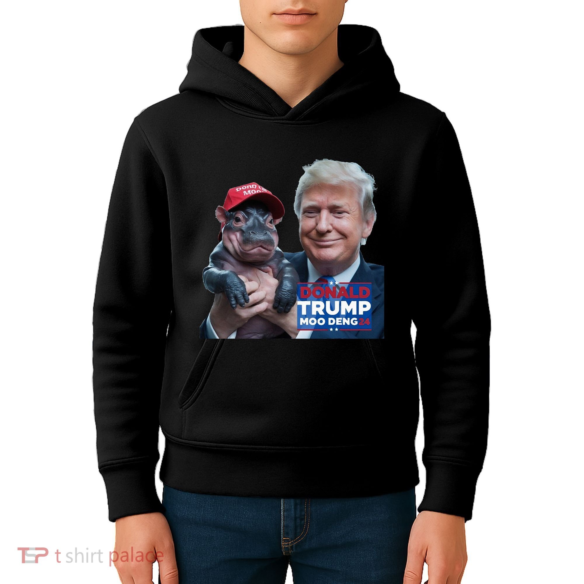Moo Deng Trump And The HippoS Campaign Journey Kids Hoodie