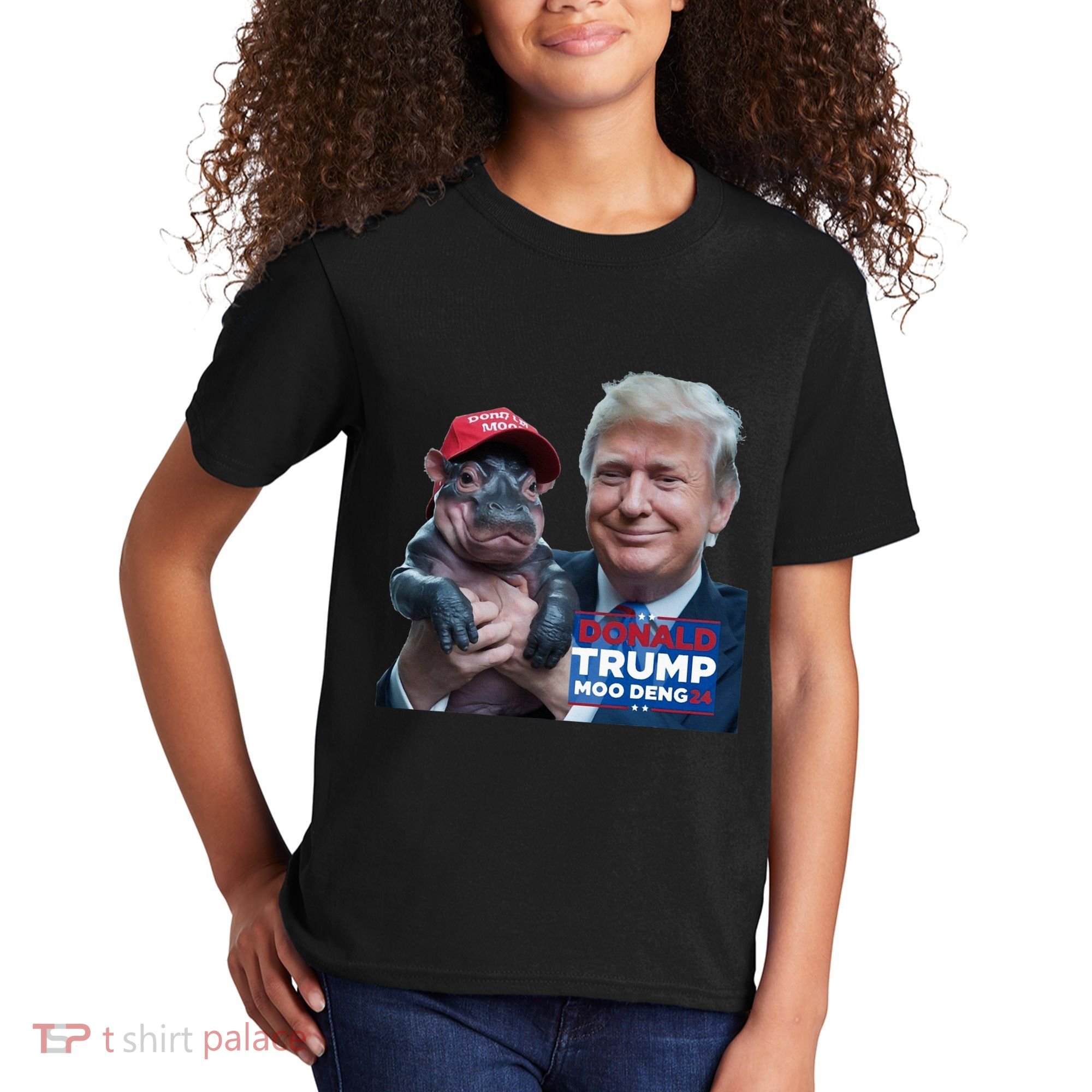 Moo Deng Trump And The HippoS Campaign Journey Kids T-Shirt