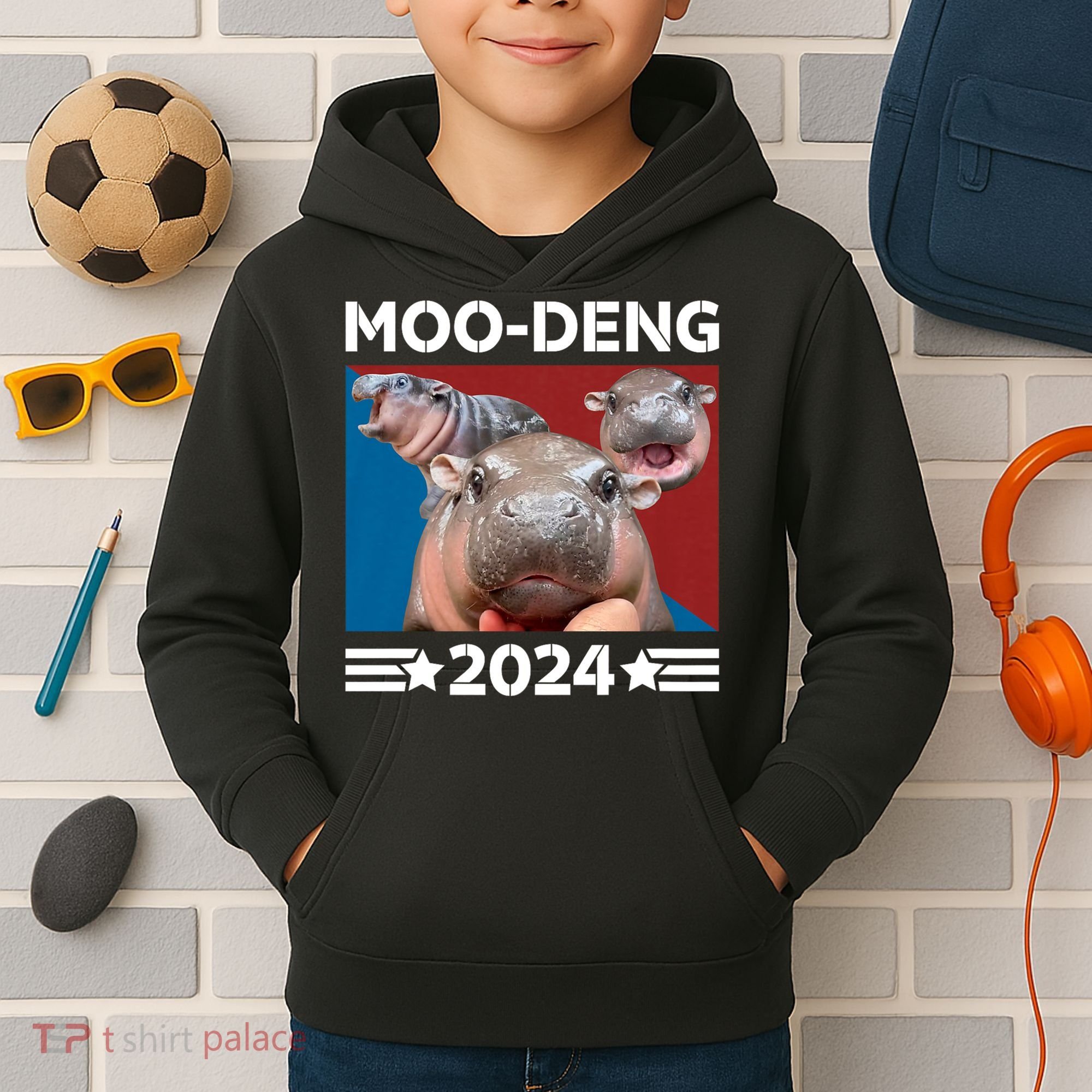 Moo Deng 2024 For President Kids Hoodie