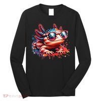 Memorial Day 4th Of July Axolotl Independence Day Usa Flag Long Sleeve Shirt thumb 0