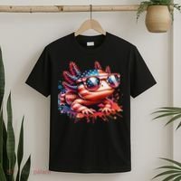 Memorial Day 4th Of July Axolotl Independence Day Usa Flag T-Shirt thumb 2