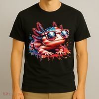 Memorial Day 4th Of July Axolotl Independence Day Usa Flag T-Shirt thumb 3