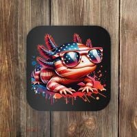 Memorial Day 4th Of July Axolotl Independence Day Usa Flag Coaster thumb 0