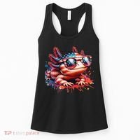 Memorial Day 4th Of July Axolotl Independence Day Usa Flag Women's Tank Top thumb 0