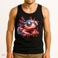 Memorial Day 4th Of July Axolotl Independence Day Usa Flag Tank Top thumb 3