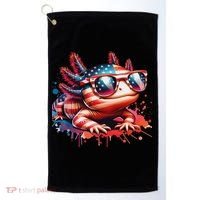 Memorial Day 4th Of July Axolotl Independence Day Usa Flag Golf Towel thumb 0
