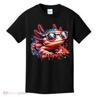 Memorial Day 4th Of July Axolotl Independence Day Usa Flag Kids T-Shirt thumb 0
