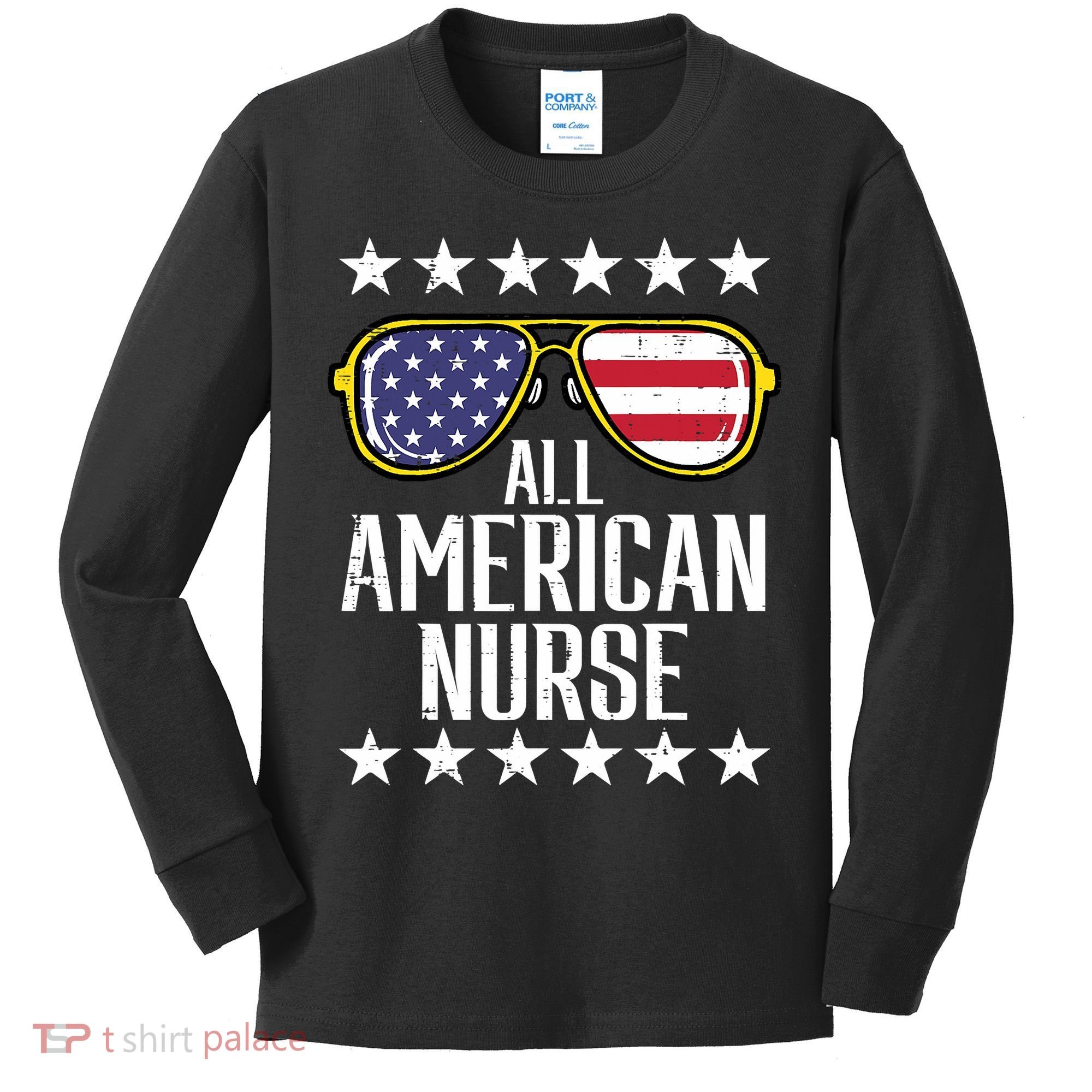 Memorial Day 4th Of July RN Nurse Kids Long Sleeve Shirt