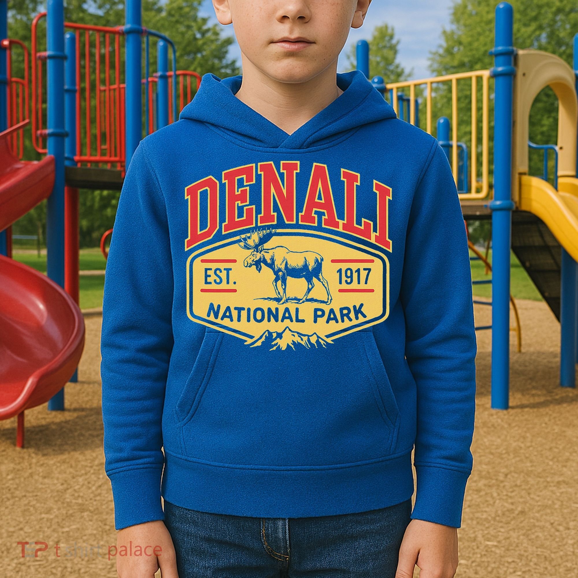 Mount Denali Alaska Mountaineer Climbing National Park Kids Hoodie