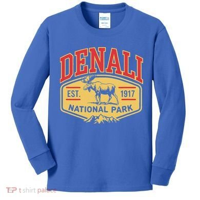 Mount Denali Alaska Mountaineer Climbing National Park Kids Long Sleeve Shirt