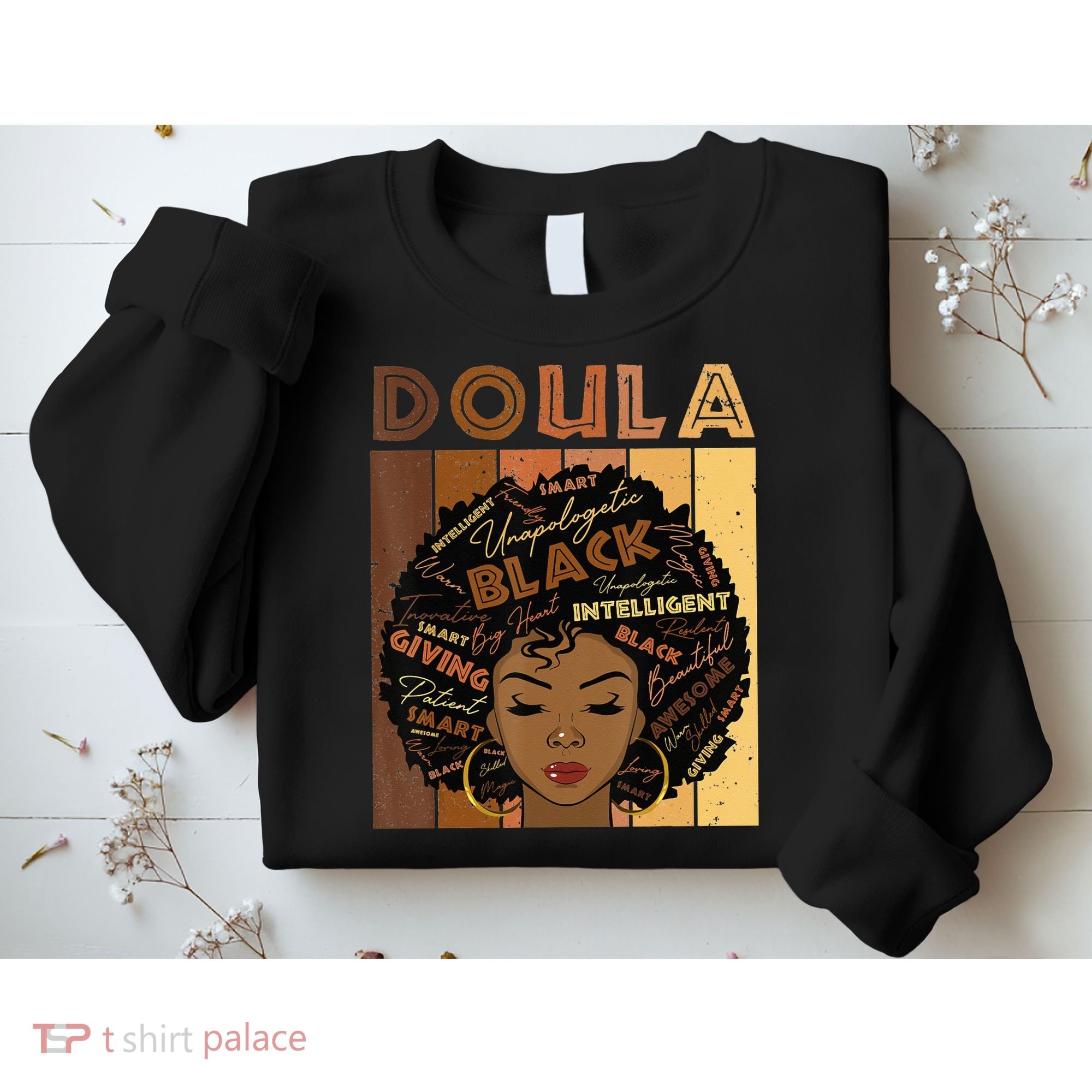Melanin Doula Afro Hair Black History Month Sweatshirt