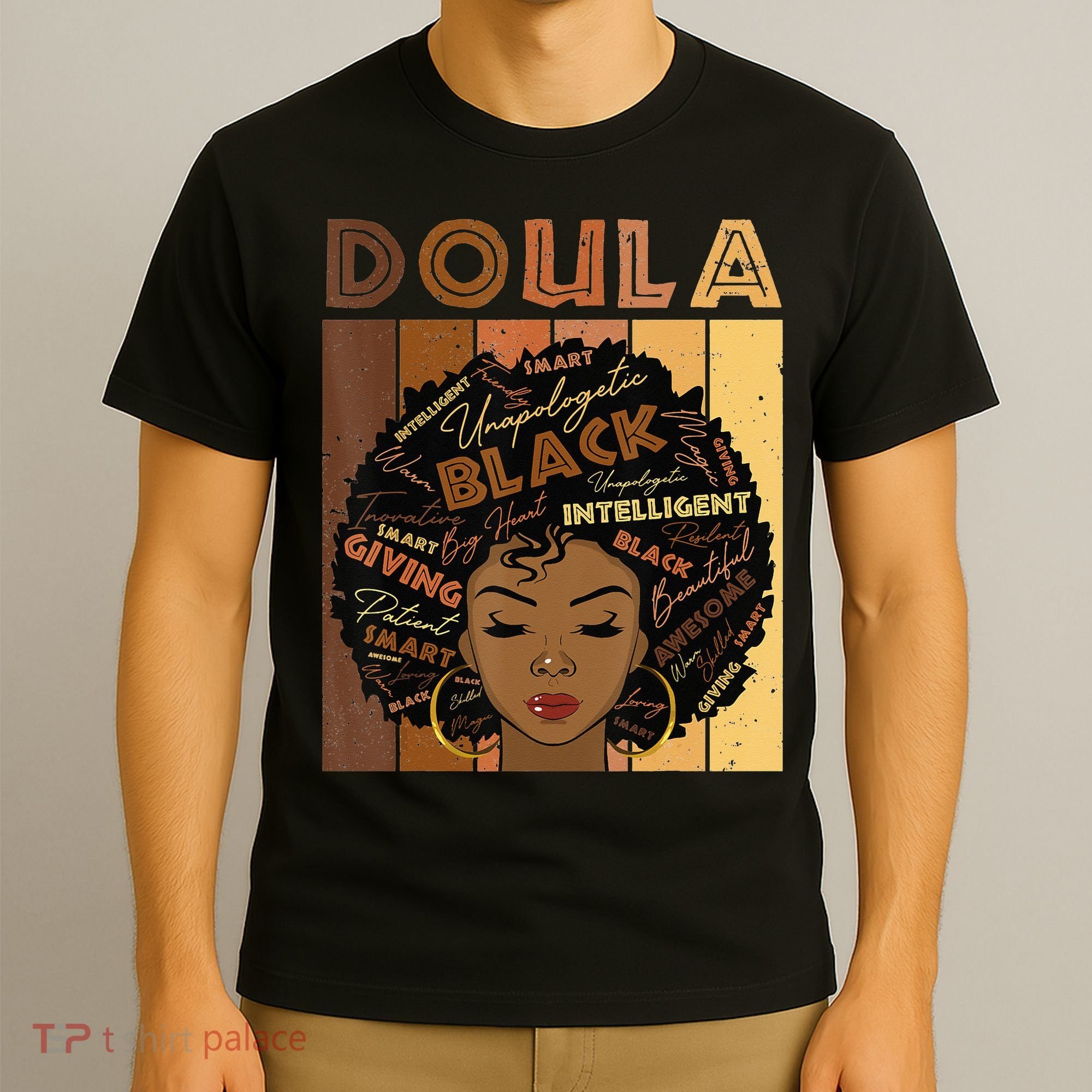 Melanin Doula Afro Hair Black History Month T-Shirt