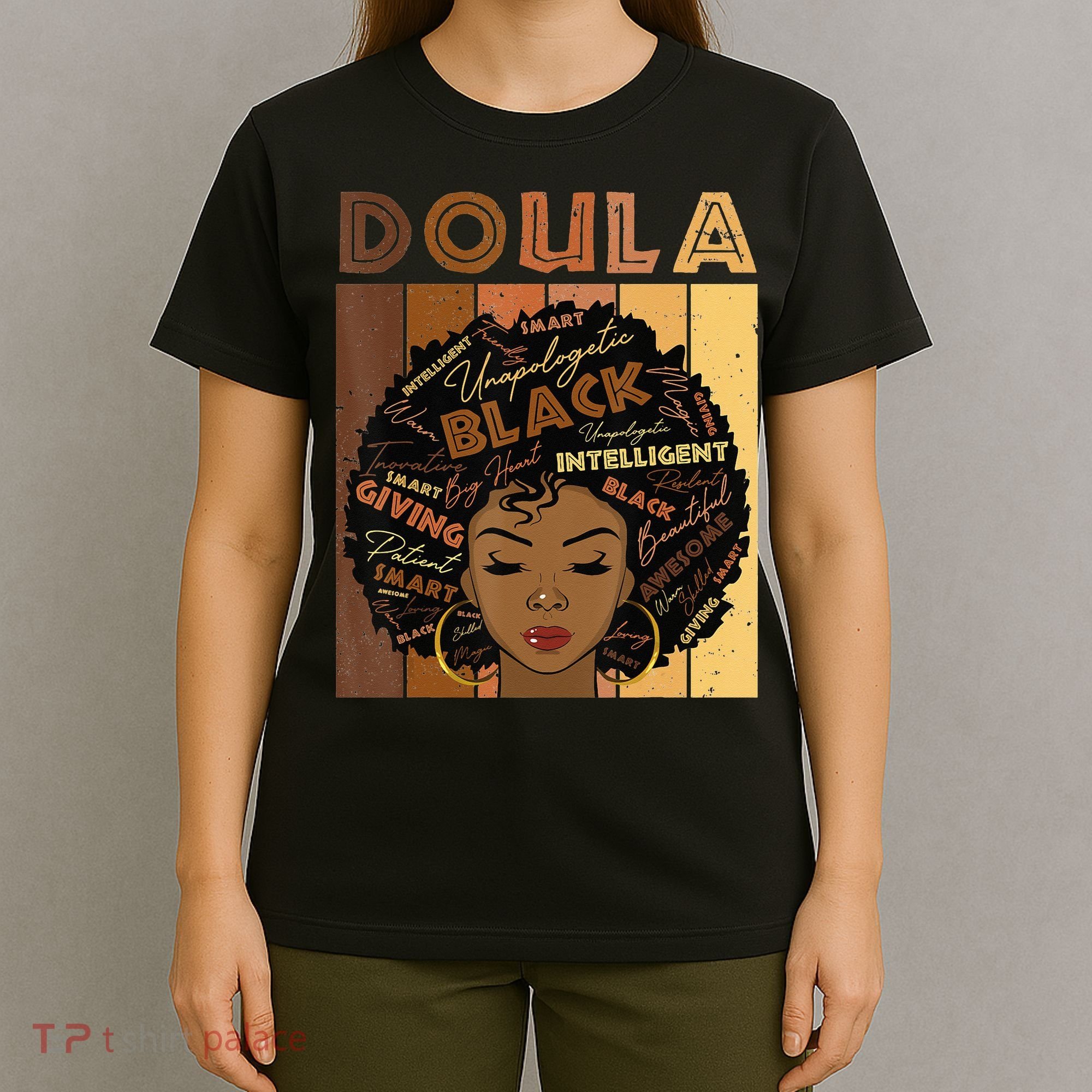 Melanin Doula Afro Hair Black History Month T-Shirt