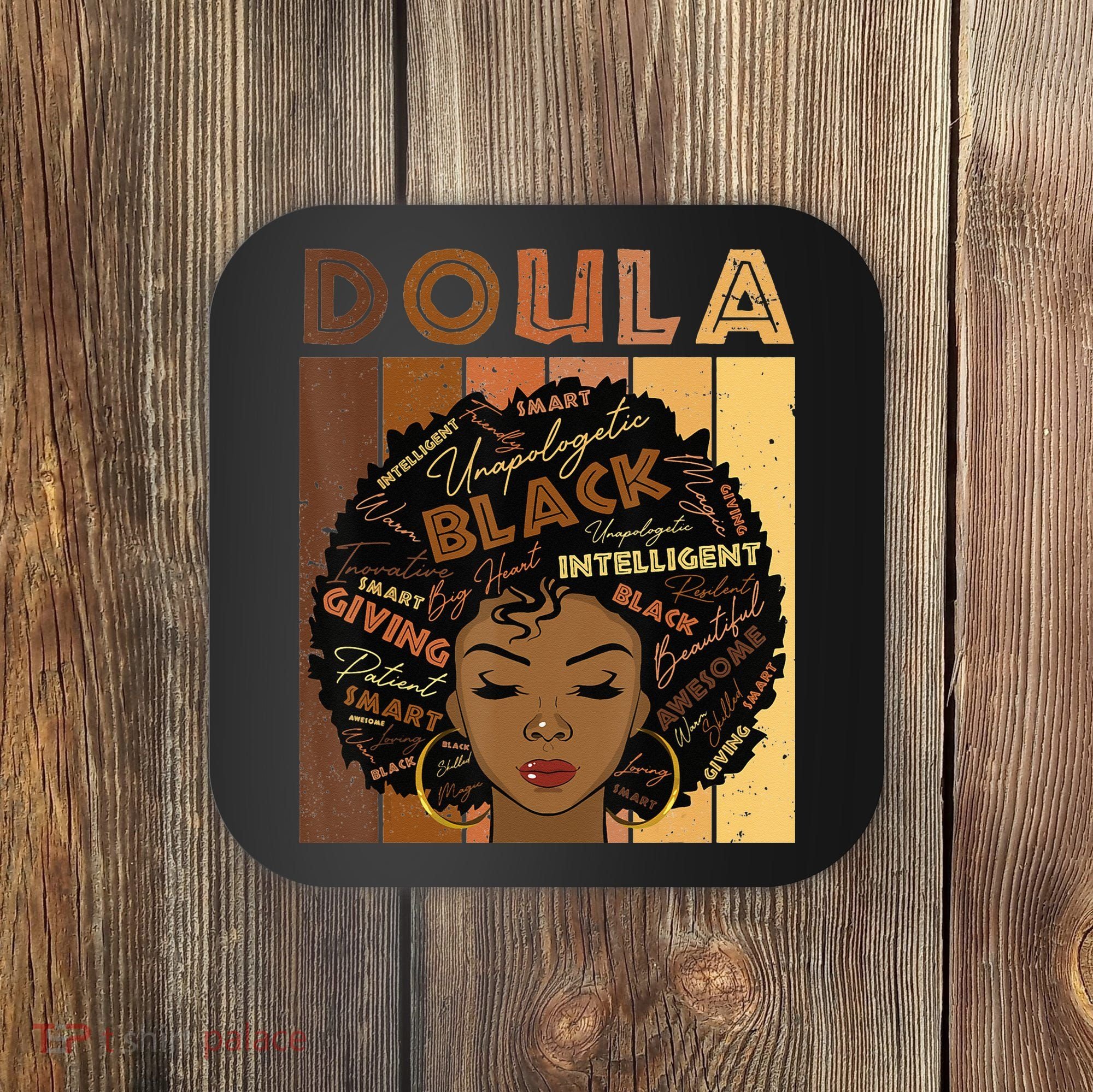 Melanin Doula Afro Hair Black History Month Coaster