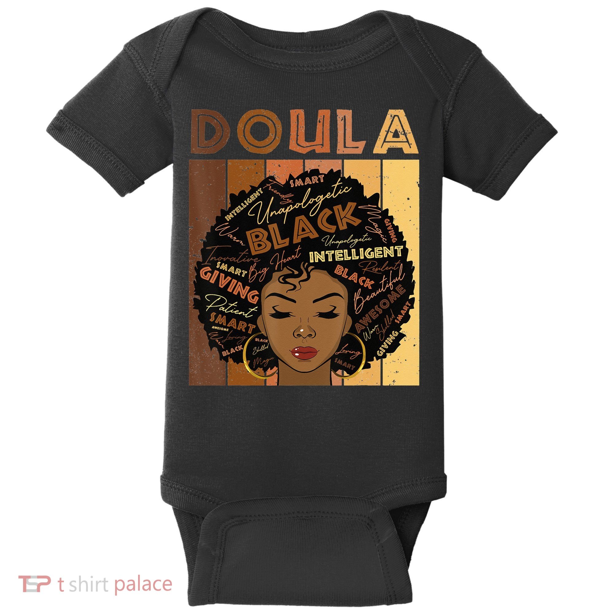 Melanin Doula Afro Hair Black History Month Baby Bodysuit