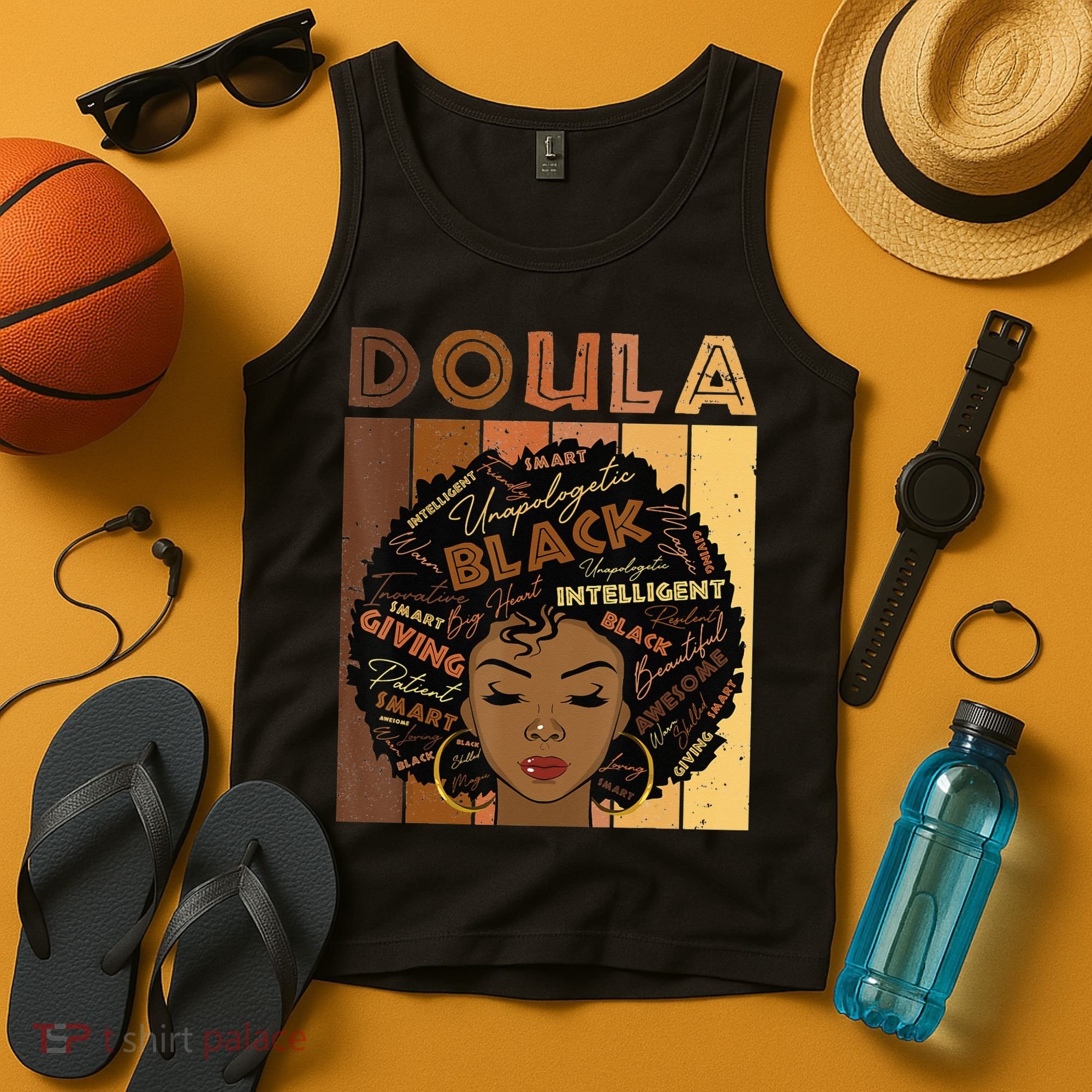 Melanin Doula Afro Hair Black History Month Tank Top