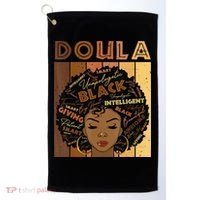 Melanin Doula Afro Hair Black History Month Golf Towel thumb 0