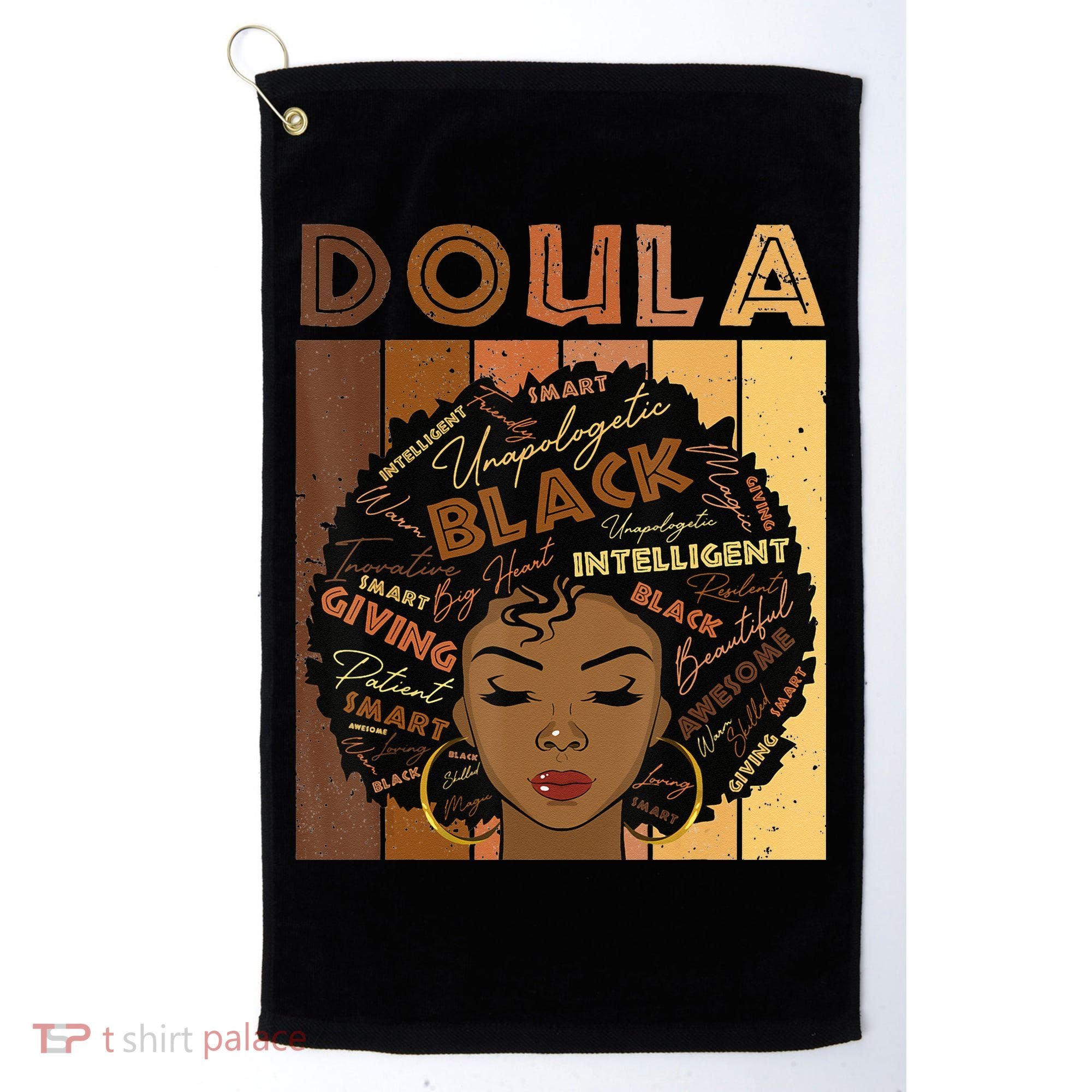 Melanin Doula Afro Hair Black History Month Golf Towel