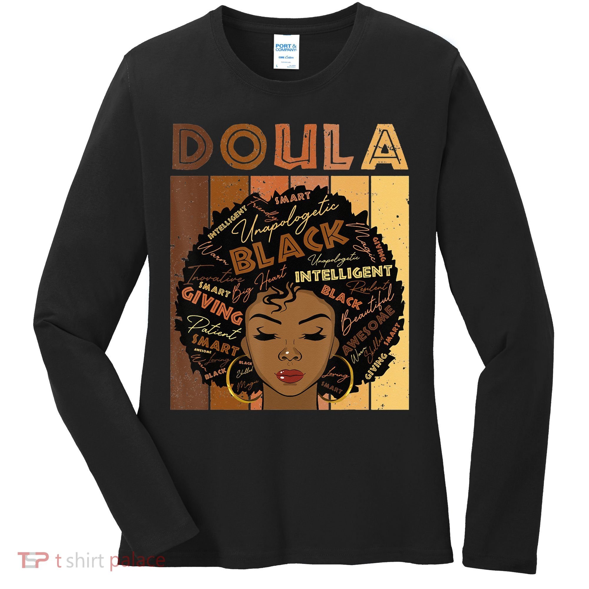 Melanin Doula Afro Hair Black History Month Women's Long Sleeve Shirt