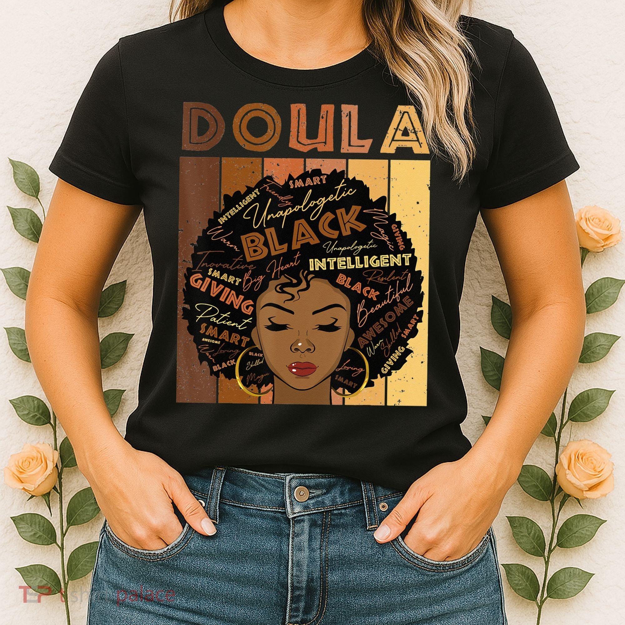 Melanin Doula Afro Hair Black History Month Women's T-Shirt