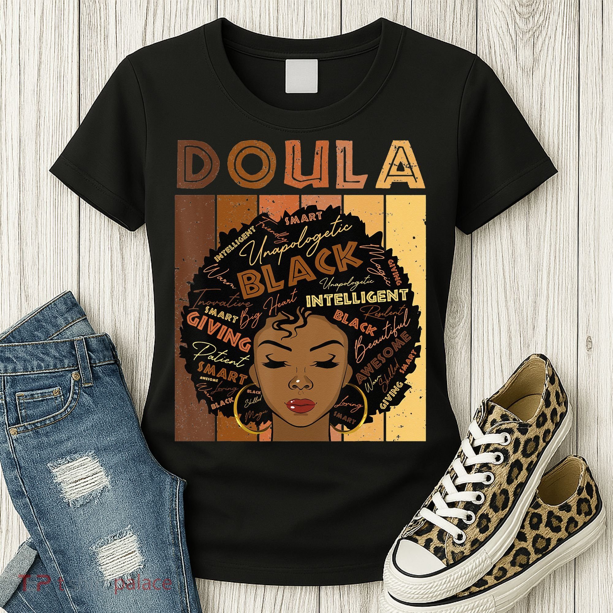 Melanin Doula Afro Hair Black History Month Women's T-Shirt
