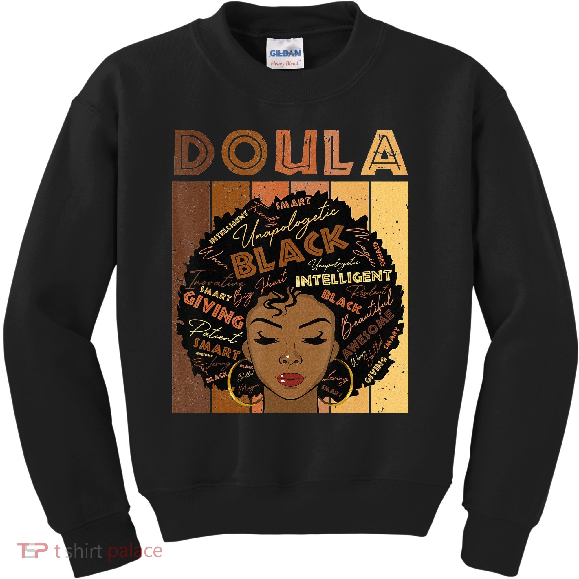 Melanin Doula Afro Hair Black History Month Kids Sweatshirt