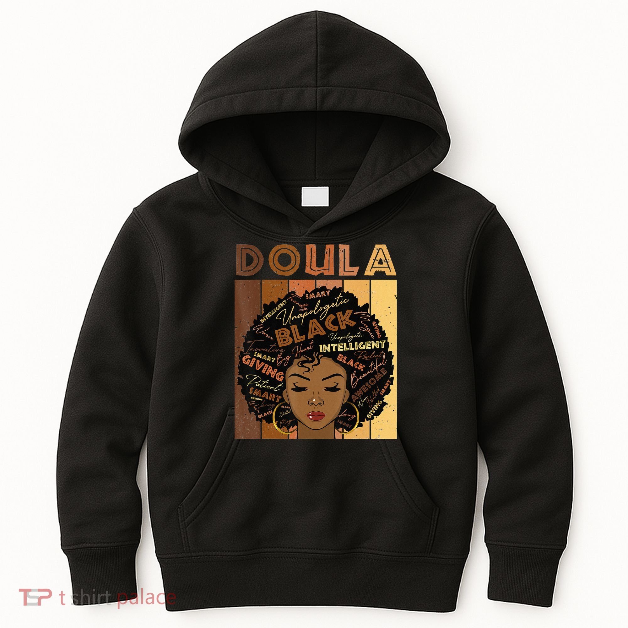 Melanin Doula Afro Hair Black History Month Kids Hoodie