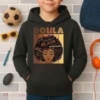 Melanin Doula Afro Hair Black History Month Kids Hoodie thumb 2