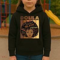 Melanin Doula Afro Hair Black History Month Kids Hoodie thumb 3