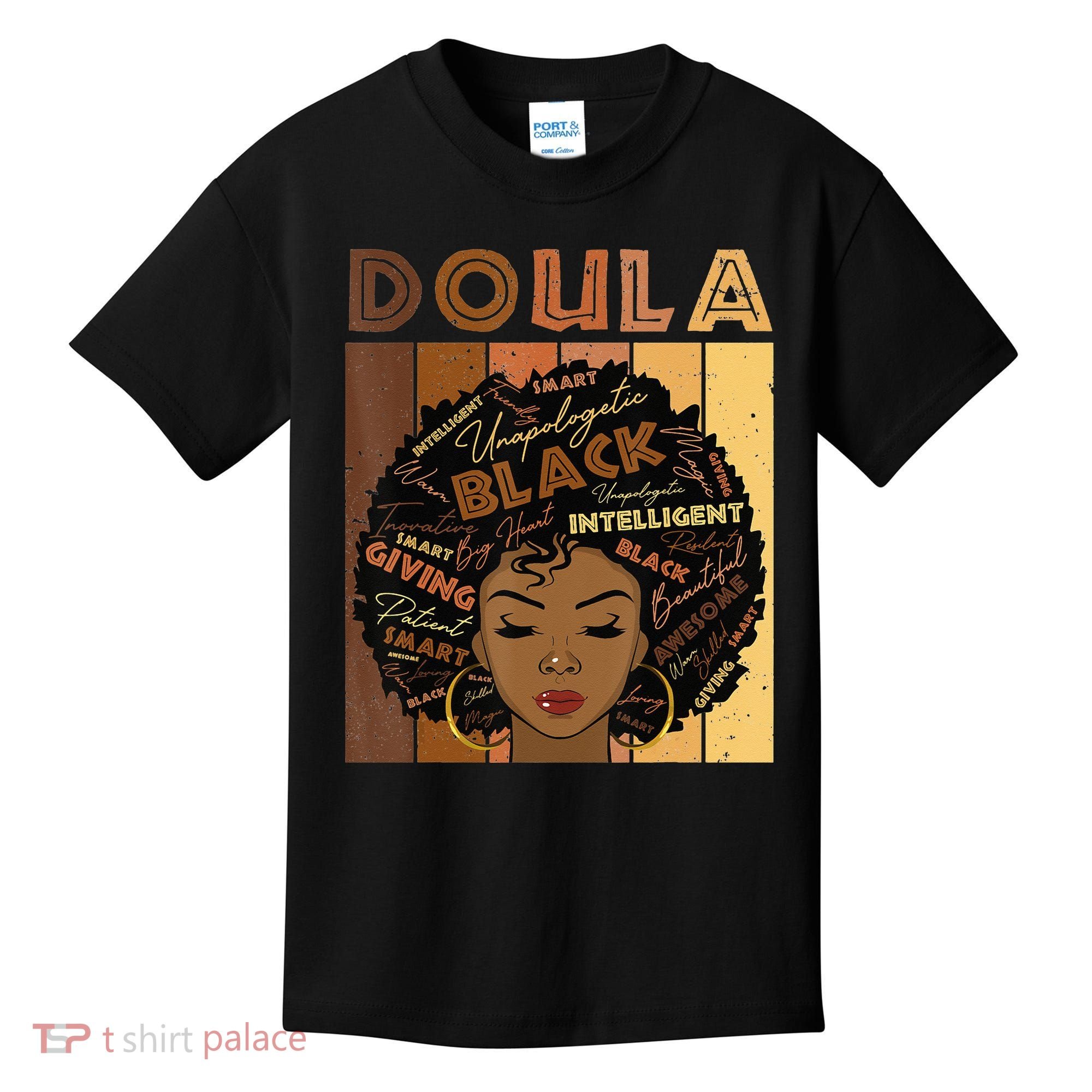 Melanin Doula Afro Hair Black History Month Kids T-Shirt