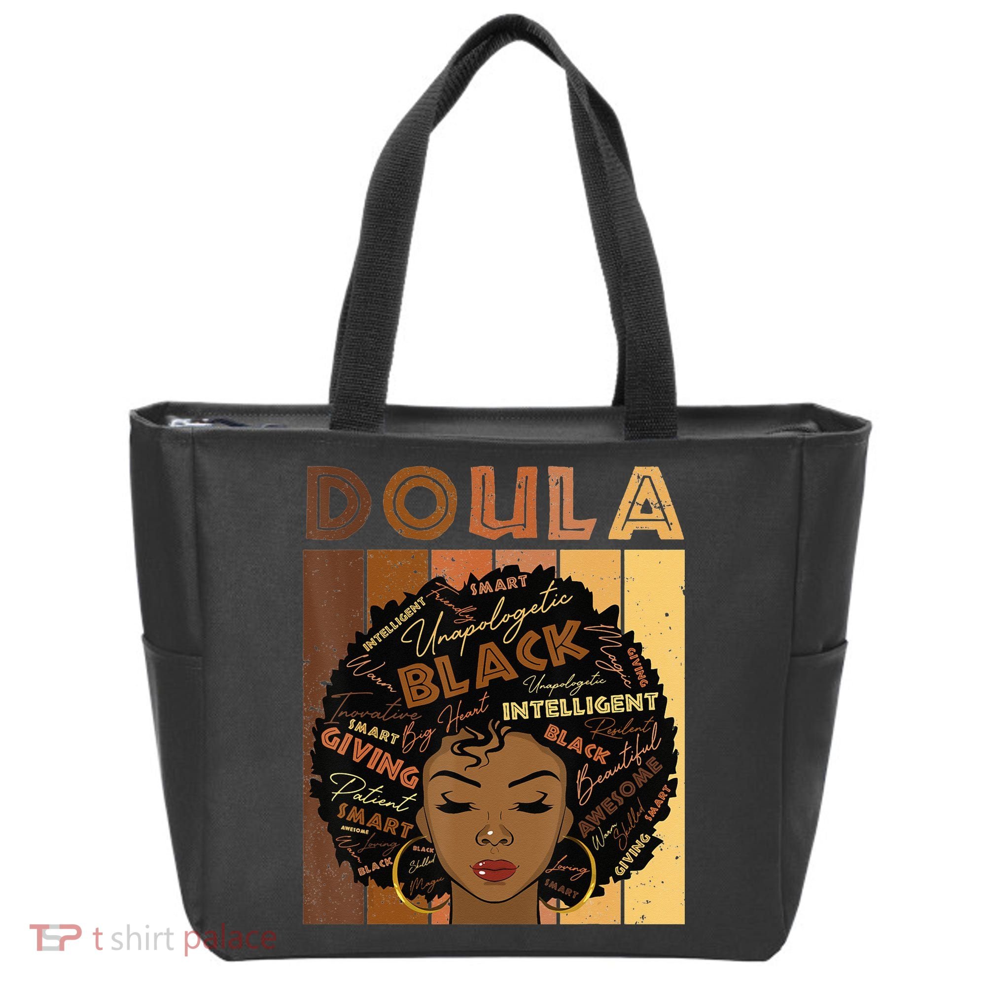Melanin Doula Afro Hair Black History Month Tote Bag