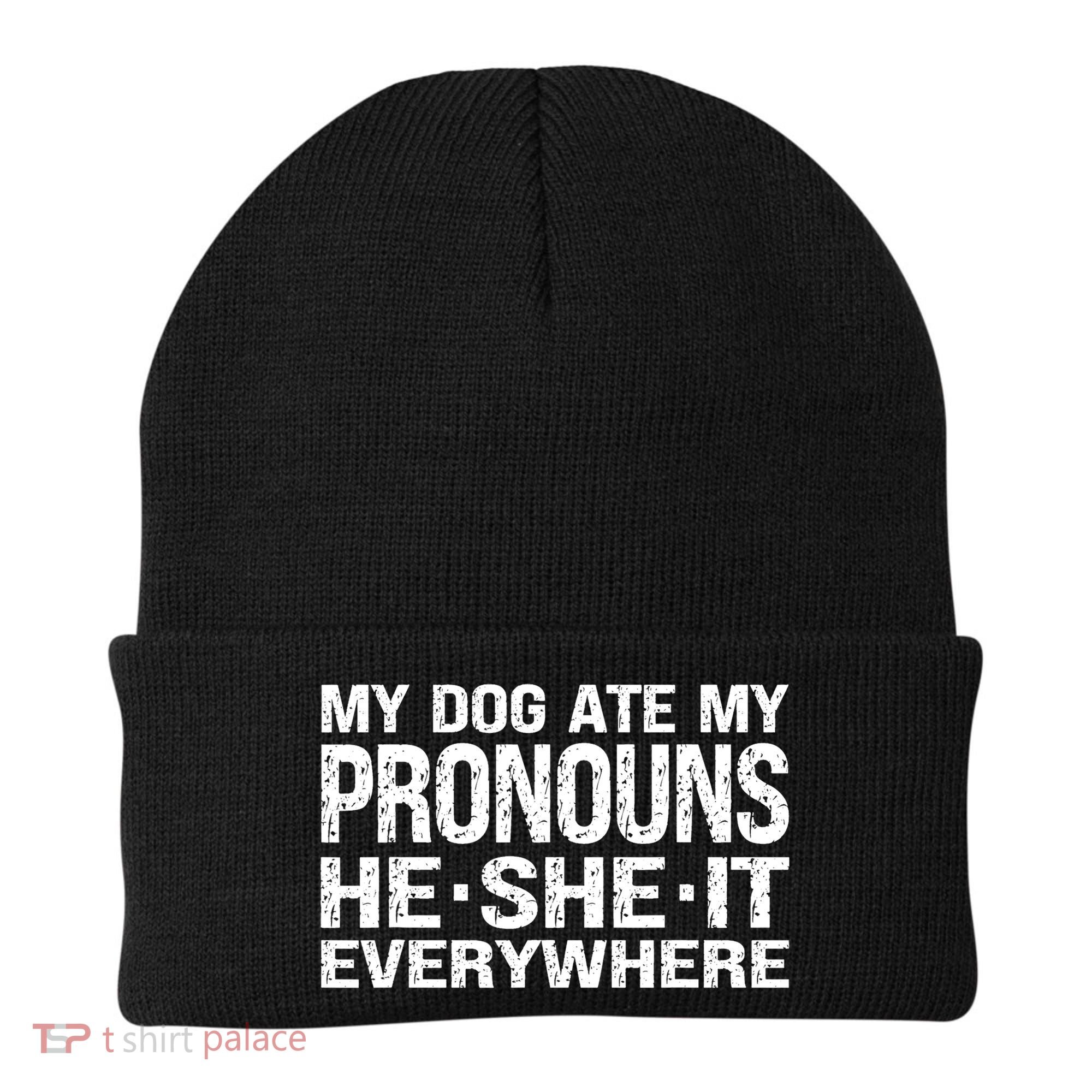 My Dog Ate My Pronouns He She It Everywhere Funny Meme Beanie
