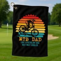 MTB Dad Apparel Retro Mountain Bike Dad Golf Towel thumb 1