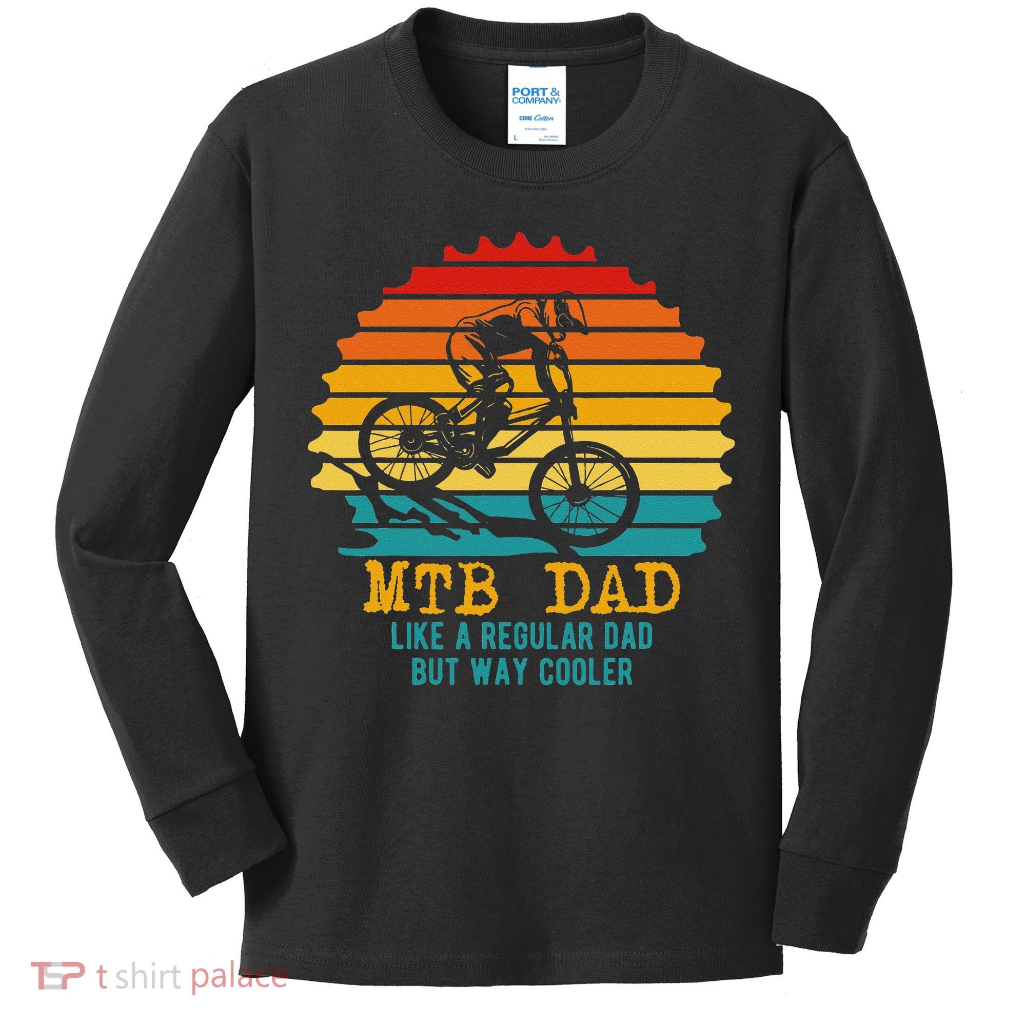 MTB Dad Apparel Retro Mountain Bike Dad Kids Long Sleeve Shirt