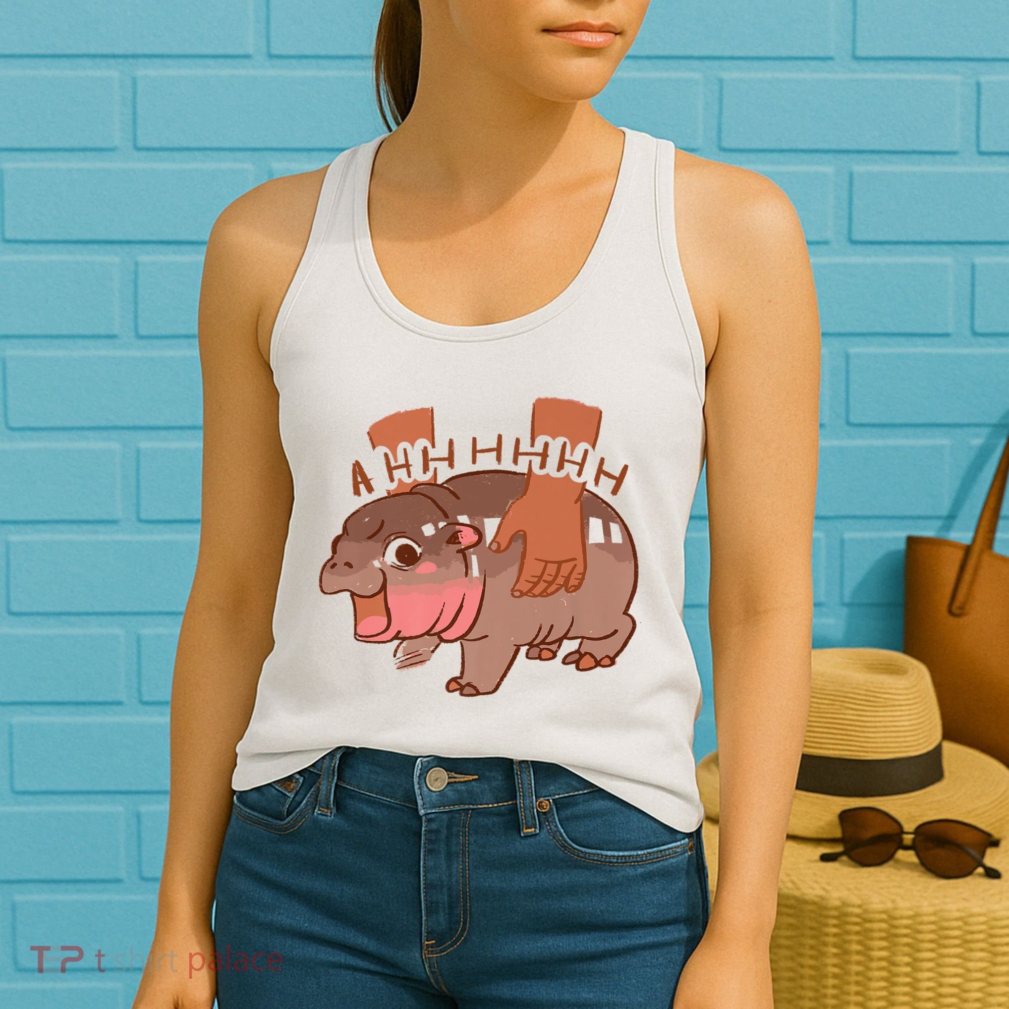 Moo Deng A Hh Hhhh Hippo Funny Women's Tank Top