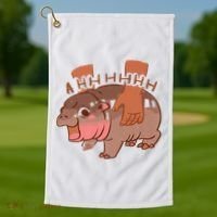 Moo Deng A Hh Hhhh Hippo Funny Golf Towel thumb 1