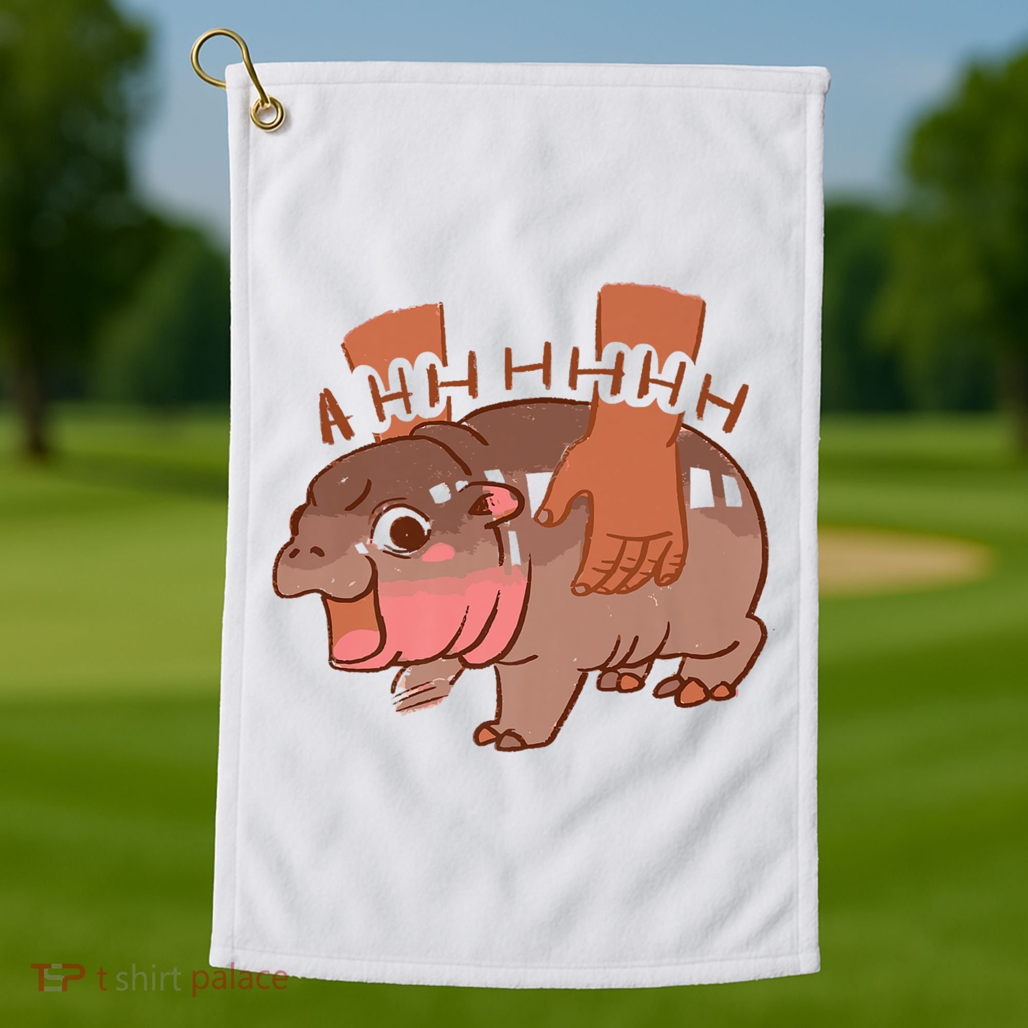 Moo Deng A Hh Hhhh Hippo Funny Golf Towel
