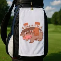 Moo Deng A Hh Hhhh Hippo Funny Golf Towel thumb 2