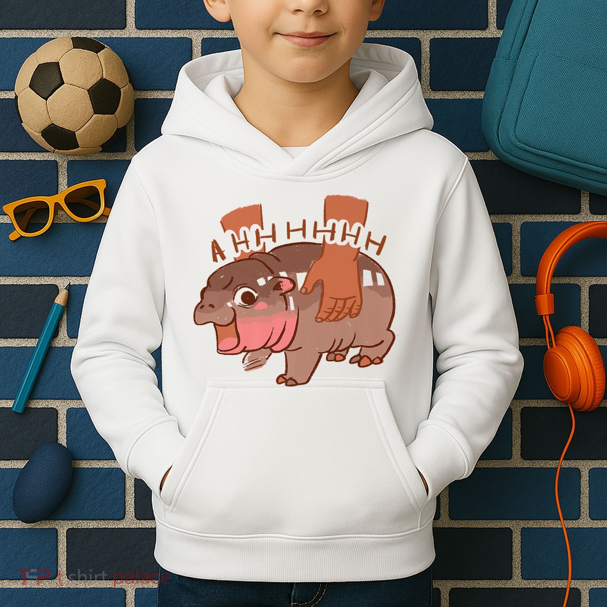 Moo Deng A Hh Hhhh Hippo Funny Kids Hoodie