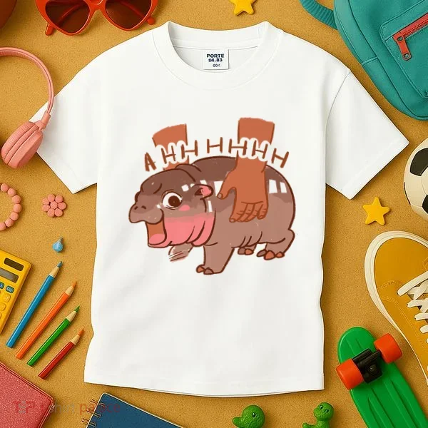 Moo Deng A Hh Hhhh Hippo Funny Kids T-Shirt
