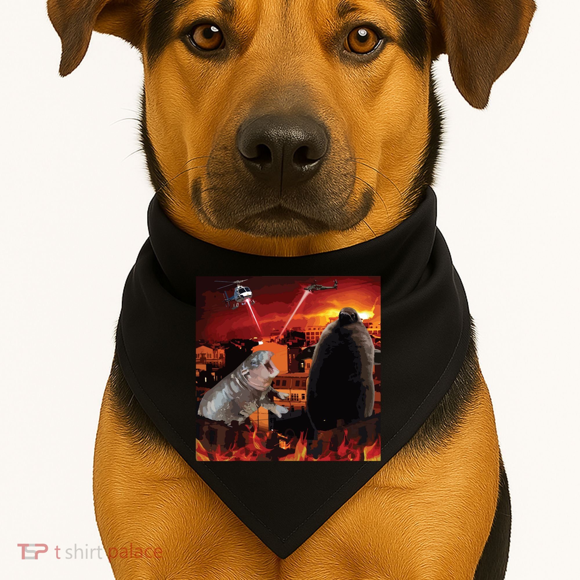 Moo Deng And Pesto Battle USA-Made Doggie Bandana