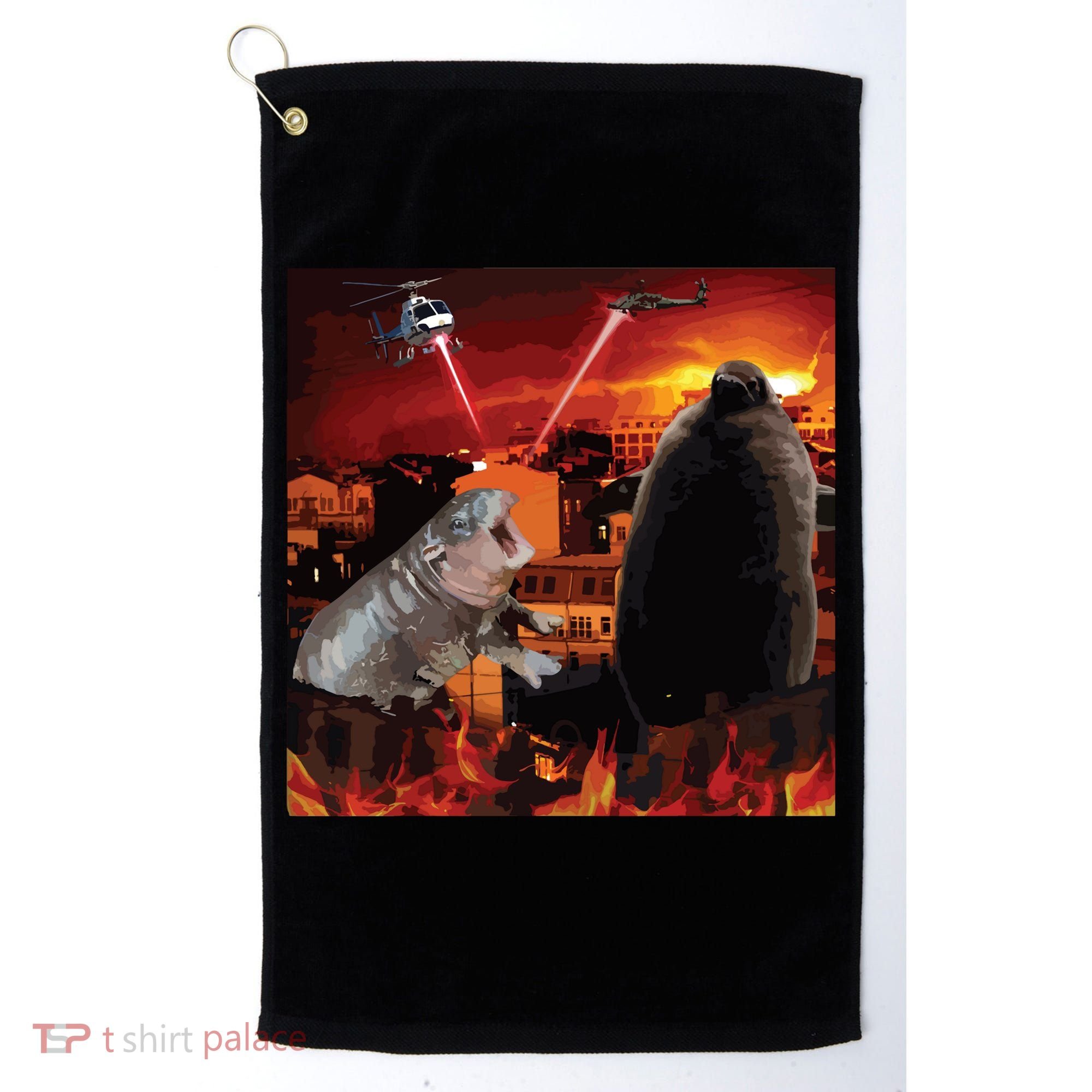 Moo Deng And Pesto Battle Golf Towel