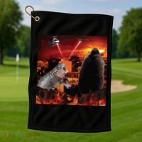 Moo Deng And Pesto Battle Golf Towel thumb 1