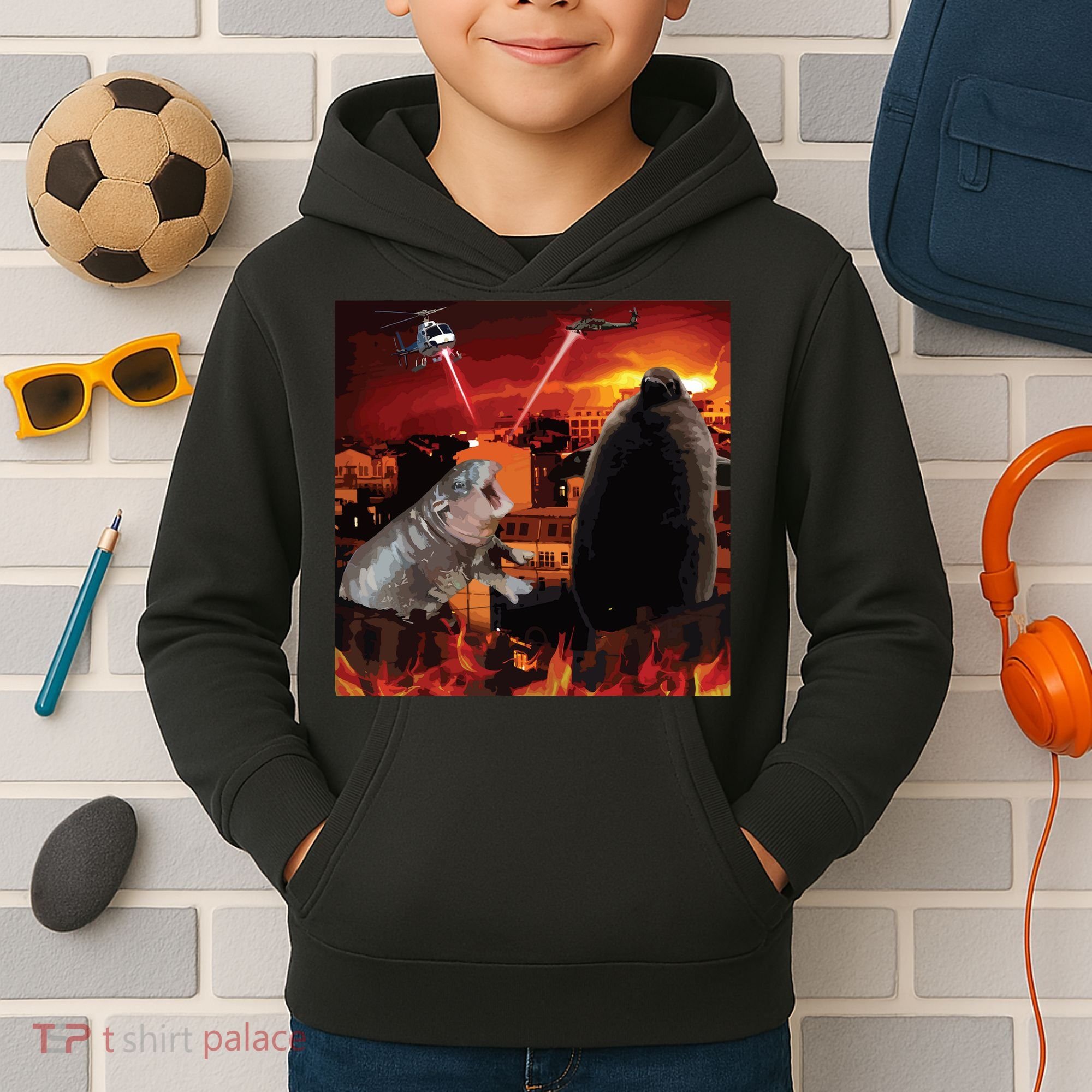 Moo Deng And Pesto Battle Kids Hoodie