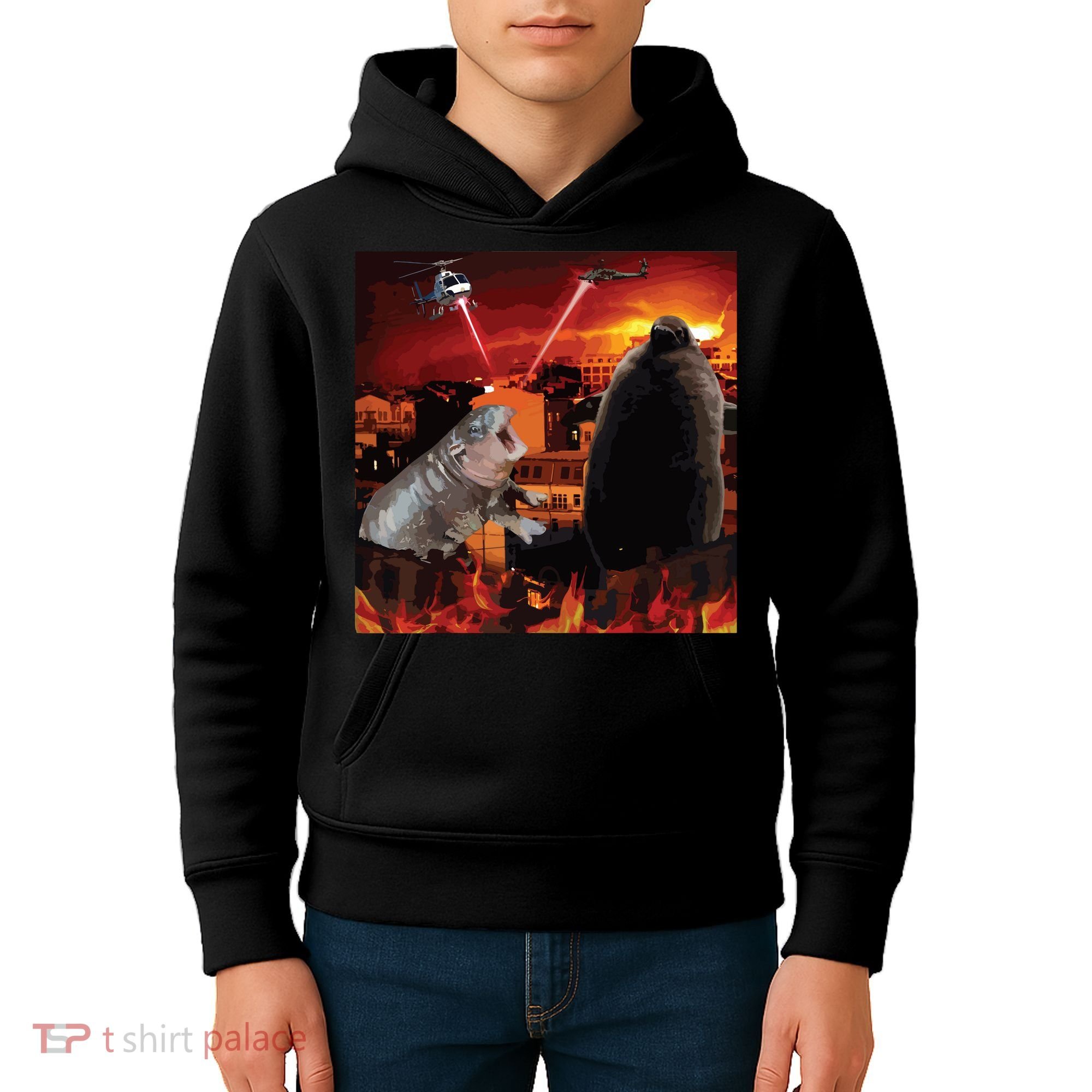 Moo Deng And Pesto Battle Kids Hoodie