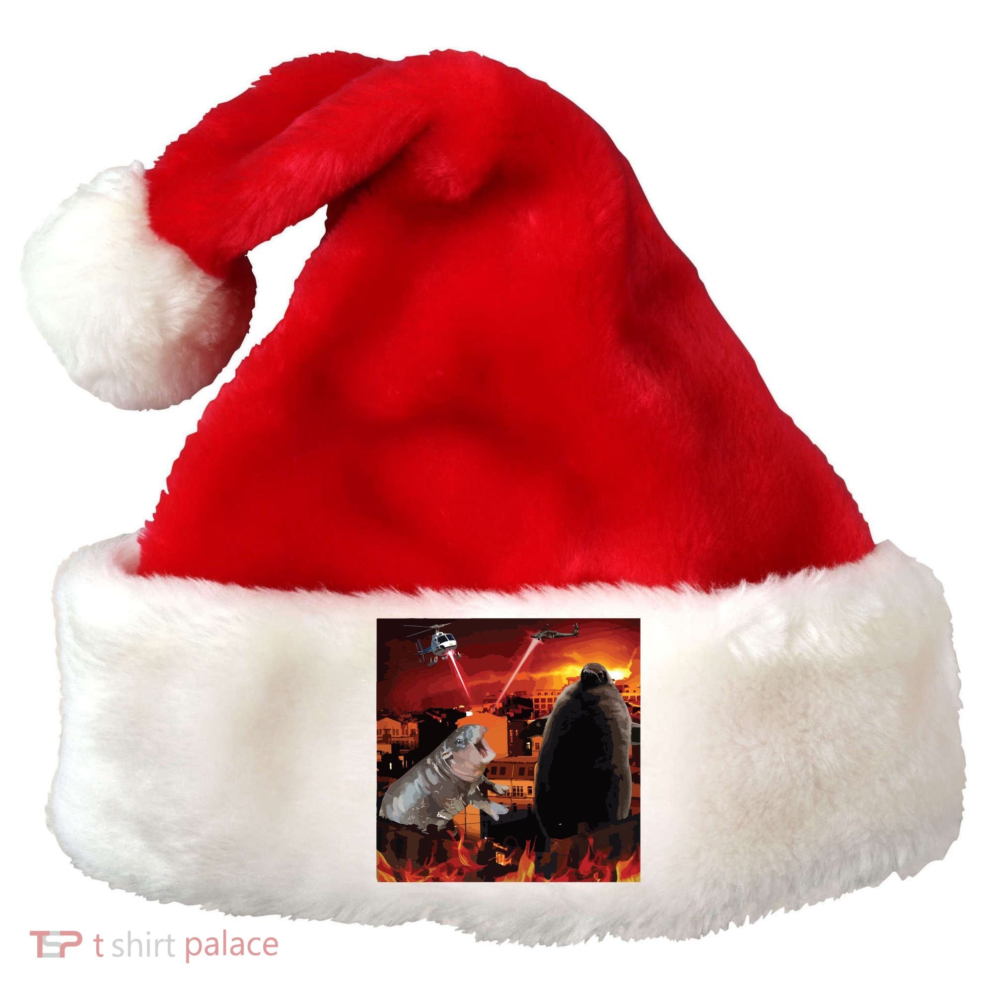 Moo Deng And Pesto Battle Santa Hat