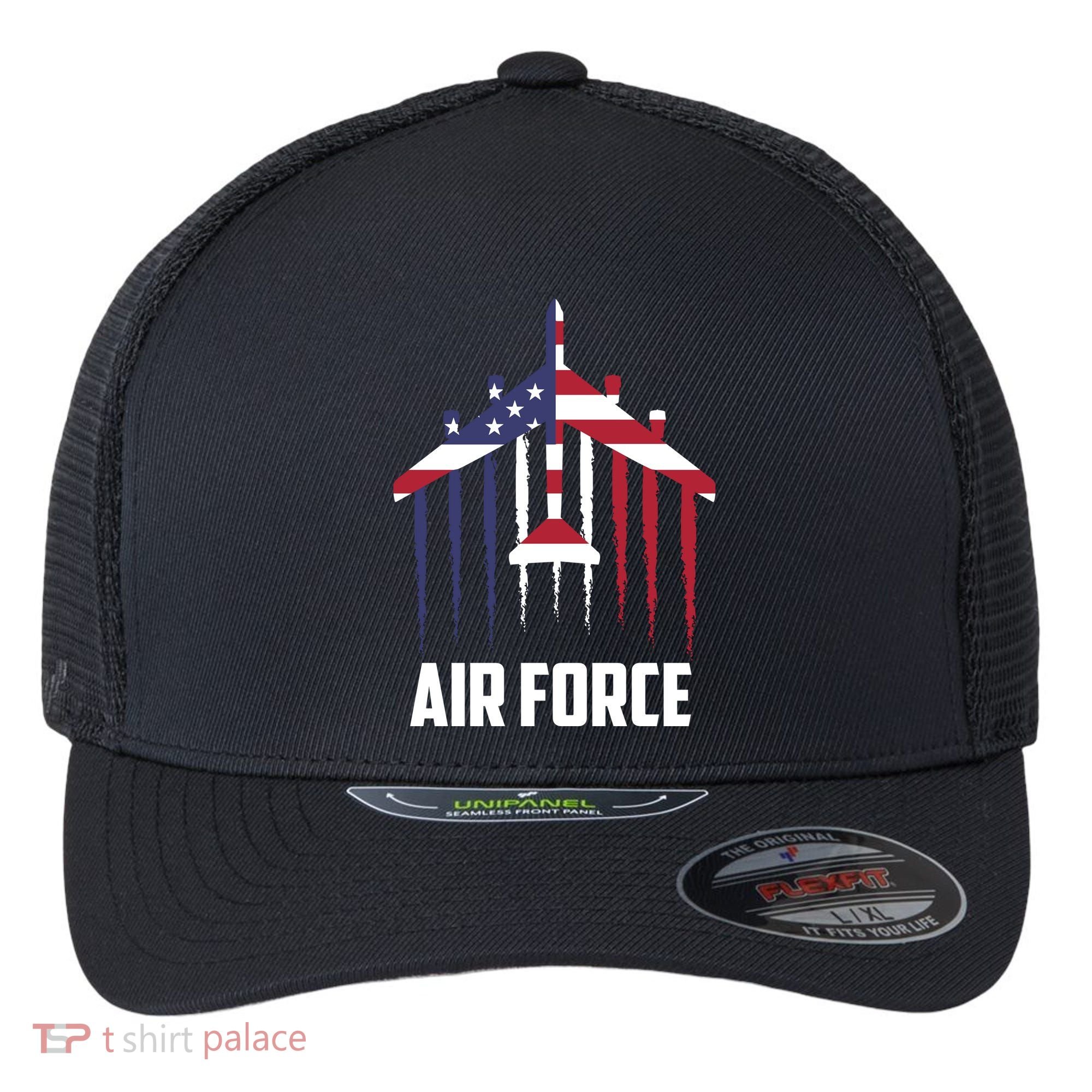 Memorial Day Air Force B52 Bomber American Flexfit Unipanel Trucker Cap