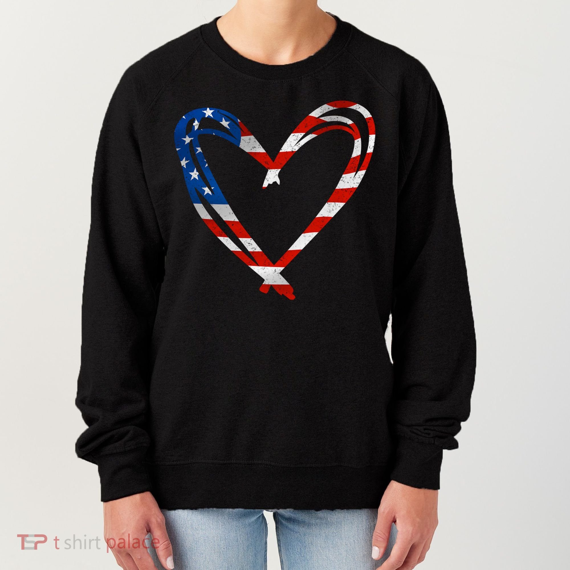 Memorial Day And 4th July Partiotic Heart Gift Women's Sweatshirt