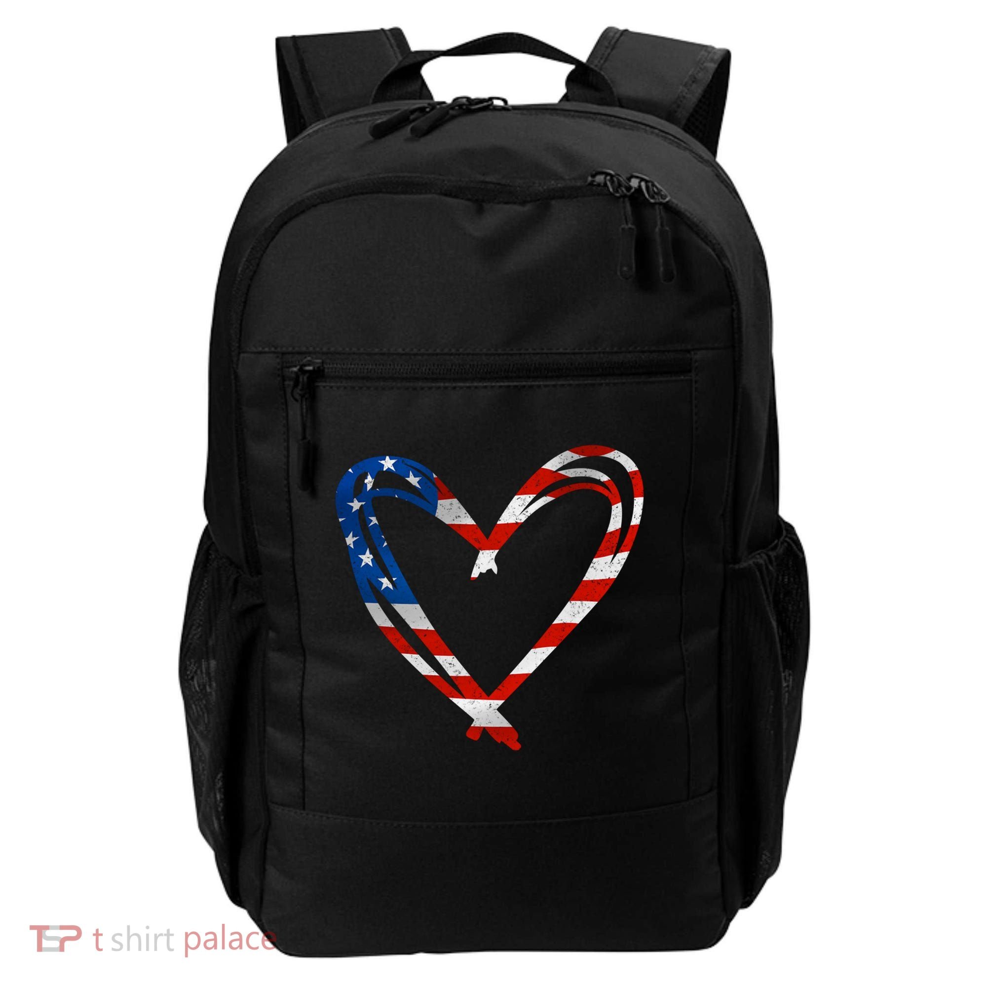 Memorial Day And 4th July Partiotic Heart Gift Backpack